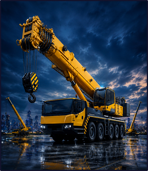 Crane operation at construction site